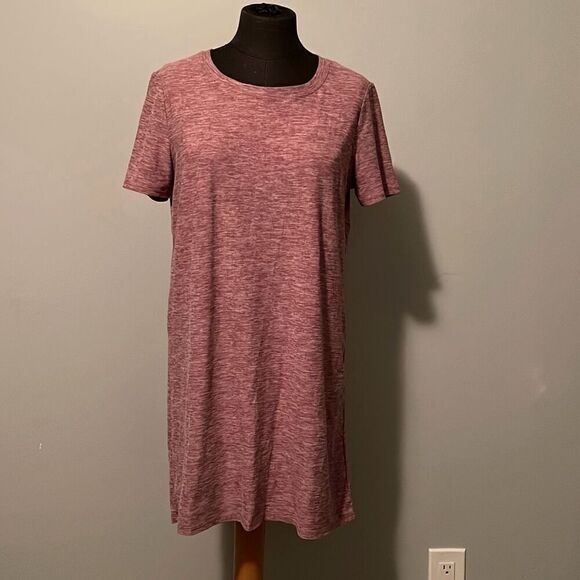 Kyodan Women's Pink Heathered Knee Length Short Sleeve Casual Dress - Picture 1 of 7